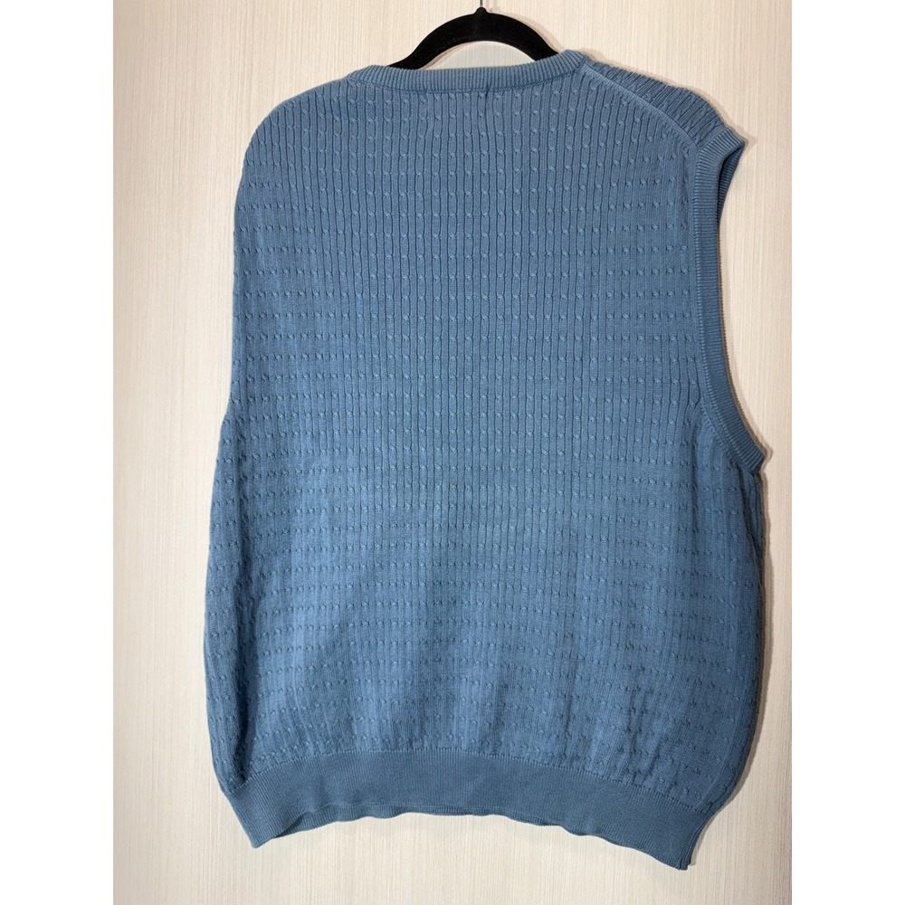 Lyle & Scott Scotland Mens Blue 100%Combed Cotton Cable Knit V-Neck Sweater Vest - Picture 8 of 10